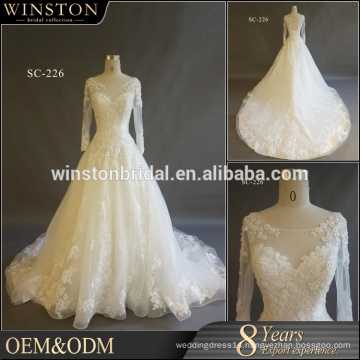 High end china factory wedding dresses plus size long sleeve